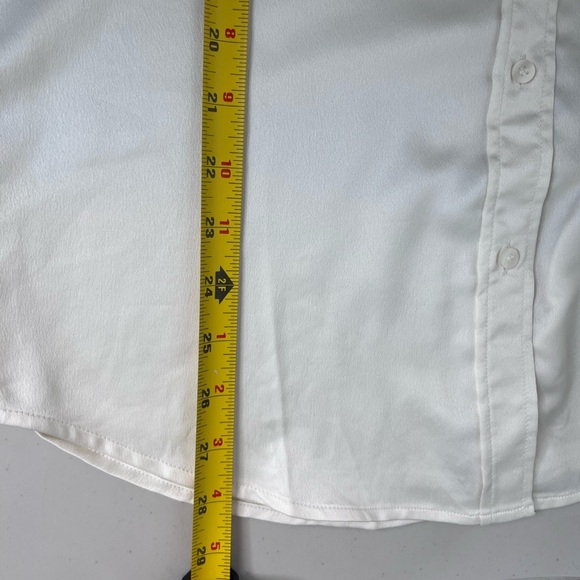 GAP Minimalist Cream Sz S Button Down front Satin Boyfriend Shirt - Picture 11 of 12